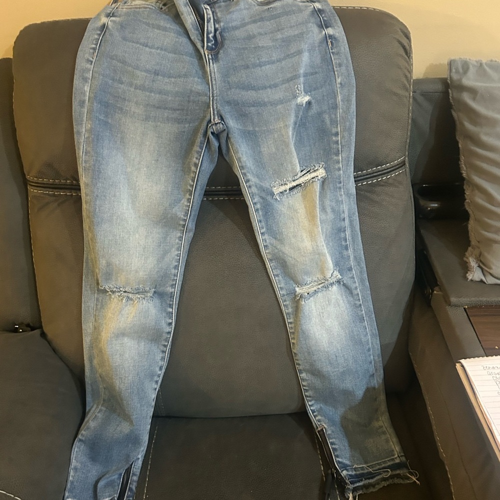 Cello Distressed Light Wash Skinny Jeans